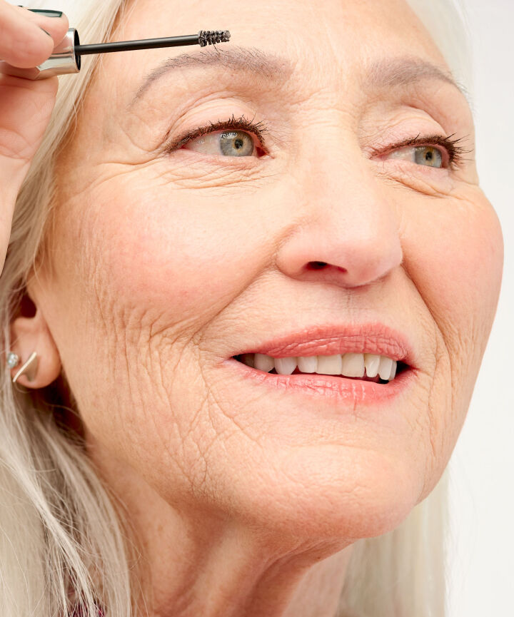 Close up of Model's face, cheek angle