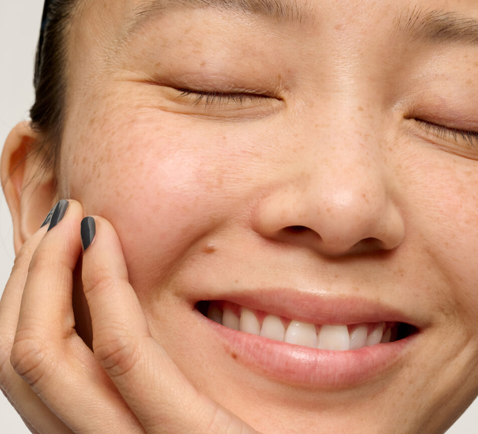 model smiling