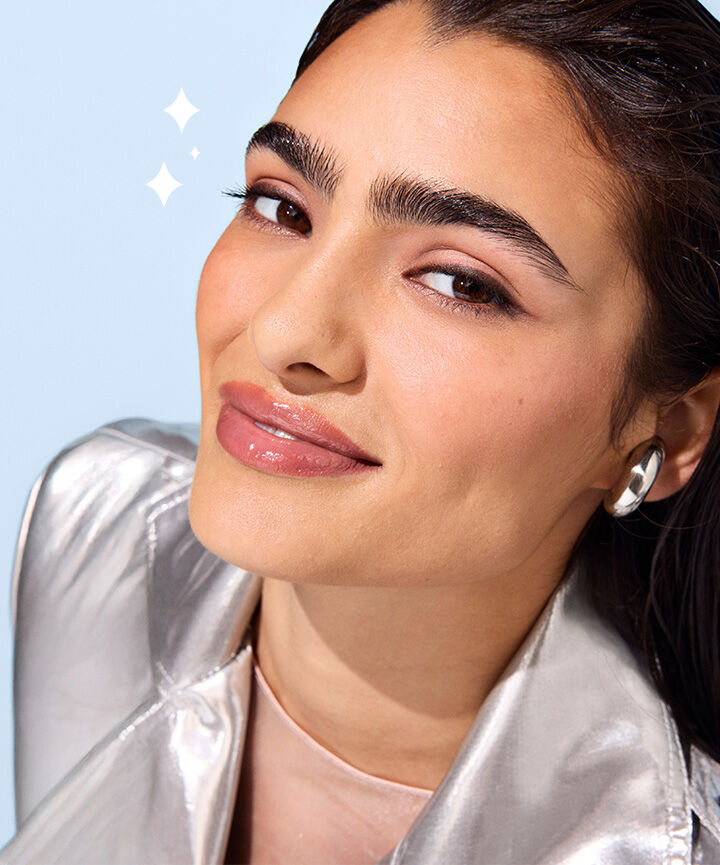 model wearing dream sheen brow glaze