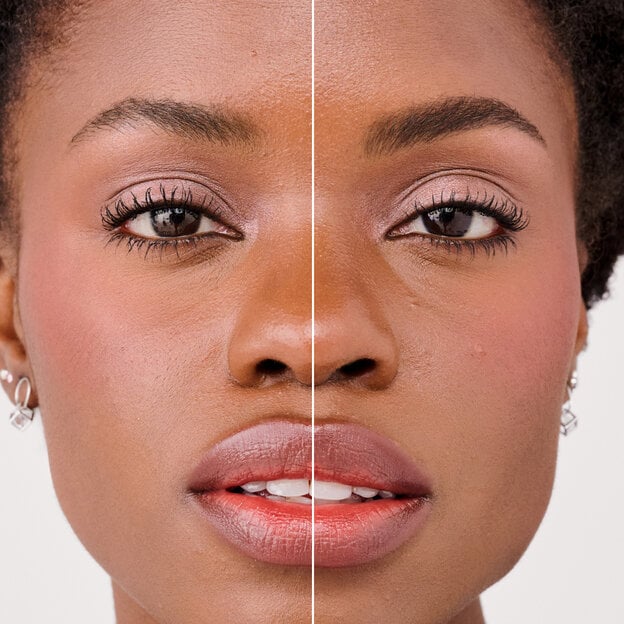 Model before and after application shade 5